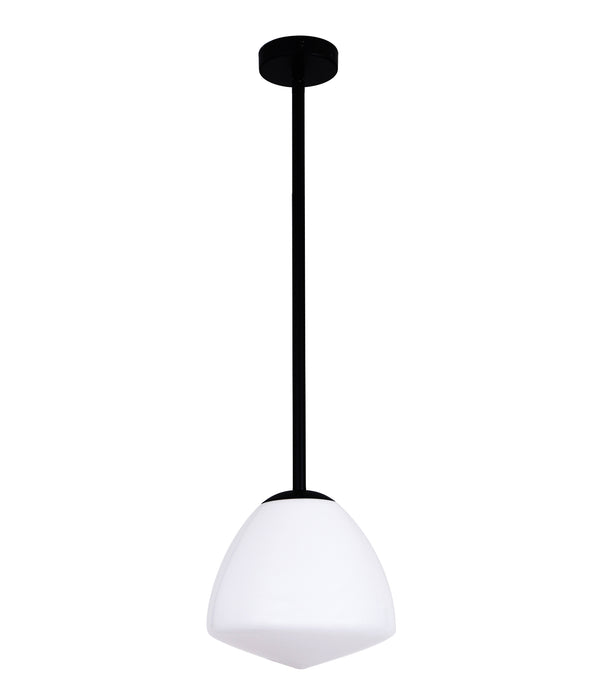 CIOTOLA Interior Tipped Dome Frosted Glass Pendant Light- Small/Black