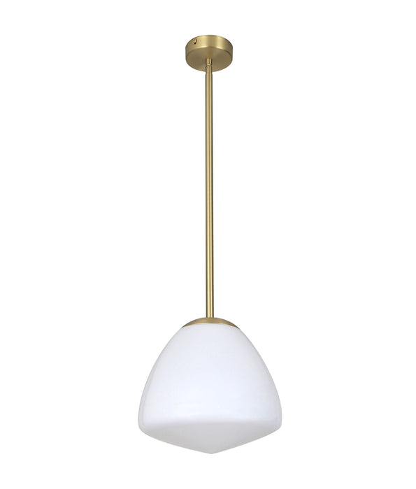CIOTOLA Interior Tipped Dome Frosted Glass Pendant Light- Small/Antique Brass