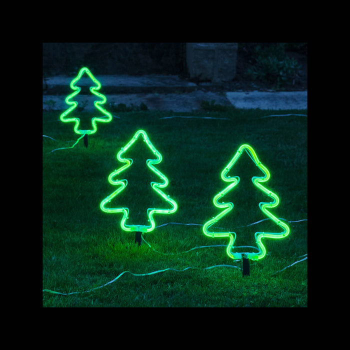 Set of 3 Christmas Tree Neon Flex Stake Light