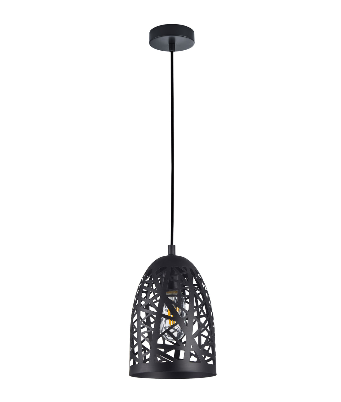 ESCAMA Interior Iron Cage Ellipse Pendant Light- Black