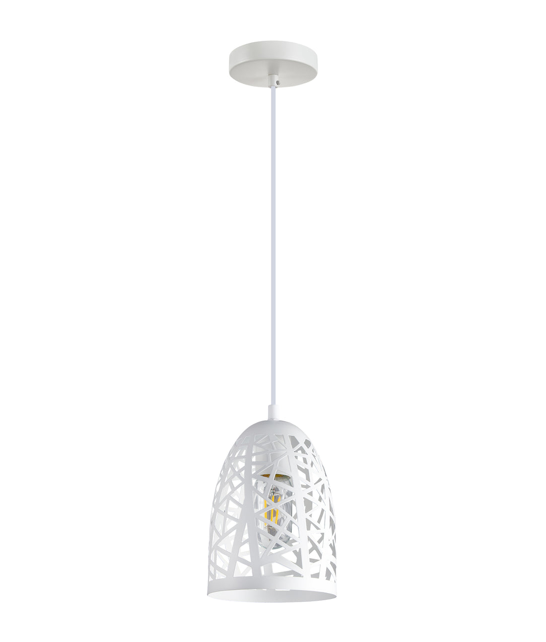 ESCAMA Interior Iron Cage Ellipse Pendant Light- White