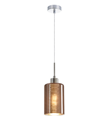 ESPEJO2 Interior Iron & Rose Gold Glass with Line Effect Oblong Pendant Light- 1 lit