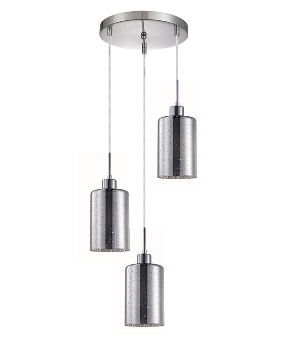 ESPEJO3 Interior Iron & Chrome Glass with Dotted Effect Oblong Pendant Light- 3 lits Round