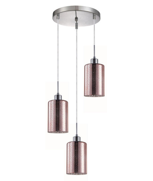 ESPEJO4 Interior Iron & Rose Gold with Dotted Effect Oblong Pendant Light- 3 lits Round