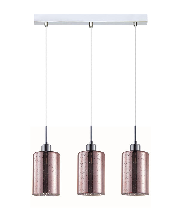 ESPEJO4 Interior Iron & Rose Gold with Dotted Effect Oblong Pendant Light- 3 lits Straight