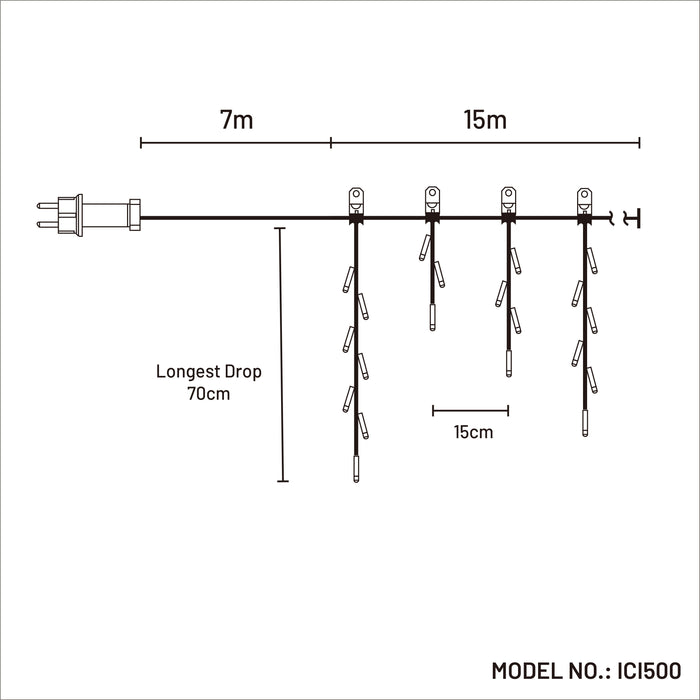 500 LED Connectable Icicle Light - 5 Colour Options
