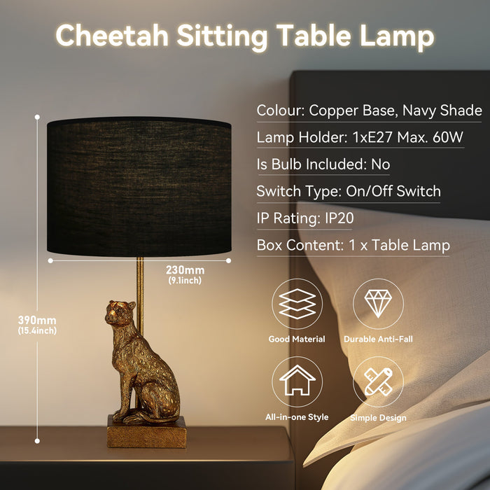 Cheetah Sitting Table Lamp - Copper