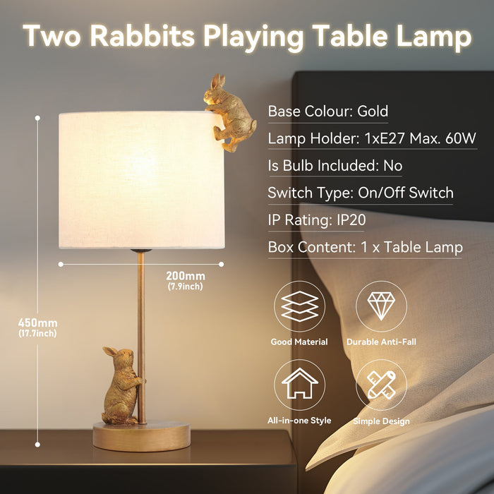 Two Rabbits Playing Table Lamp