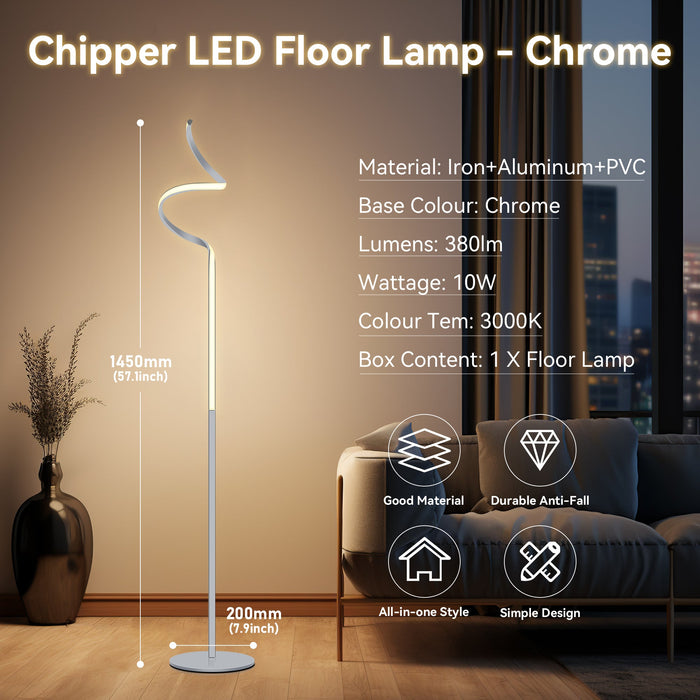 Chipper LED Floor Lamp - Chrome
