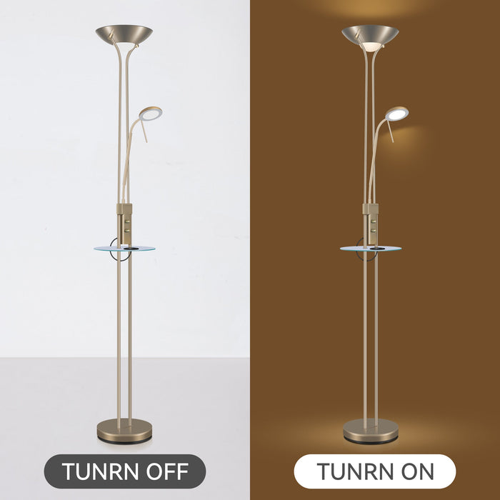 Seed USB LED Mother & Child Floor Lamp - Antique Brass