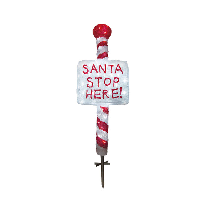 Acrylic Santa Stop Here Sign w/ Metal Floor Sticker