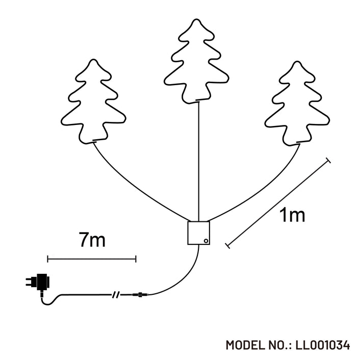 Set of 3 Christmas Tree Neon Flex Stake Light
