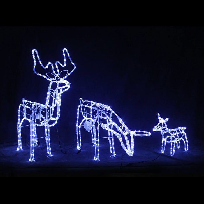 3D Illuminated LED Reindeer Family with Motor - Three Colour Options
