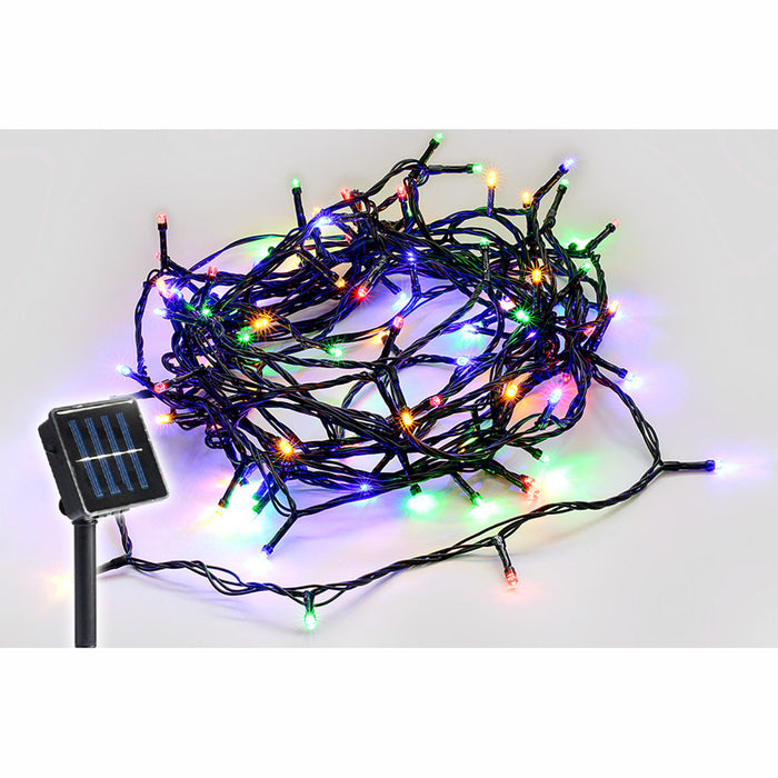 Solar 100 LED Fairy Light Chain Dark Green Cable - 4 Colour Options