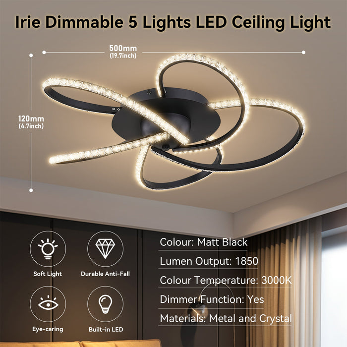 Irie Dimmable 5Lights LED Ceiling light - Black