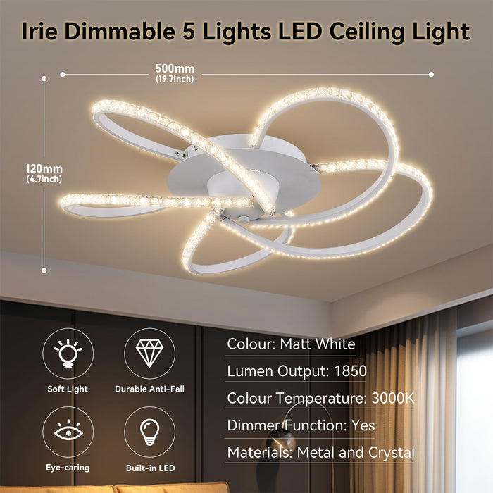 Irie Dimmable 5Lights LED Ceiling light - White