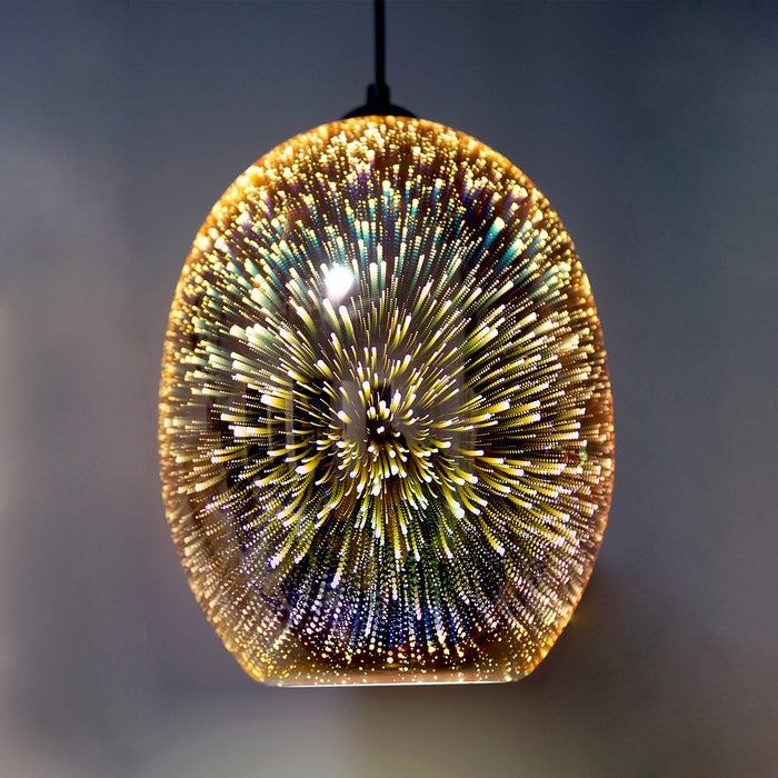 Moravian Glass Oval Pendant Light - Copper