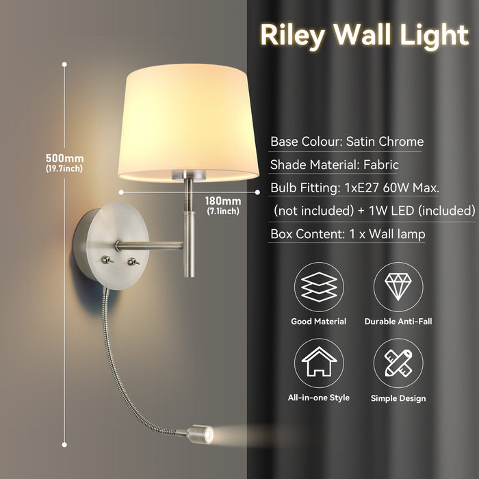 Riley Wall Light - Satin Chrome