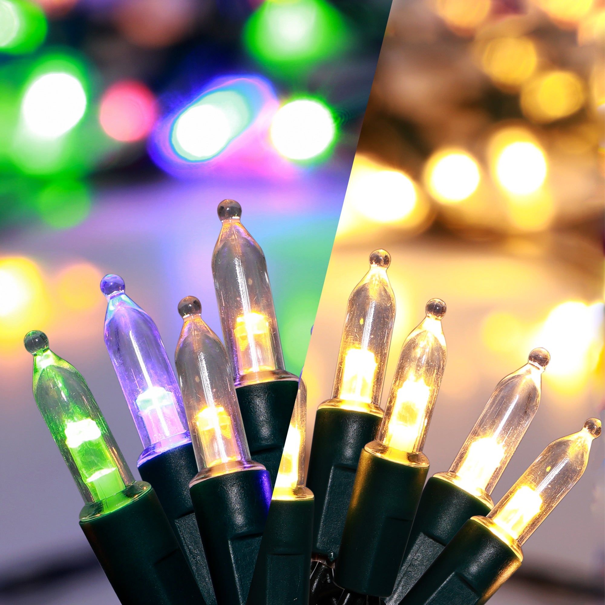 300 Mini Dual Colour LED Connectable Traditional String Lights