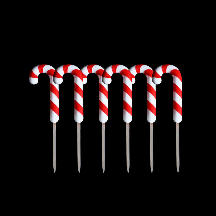 Dual Power Set of 6 LED Candy Cane Stakes Path Light