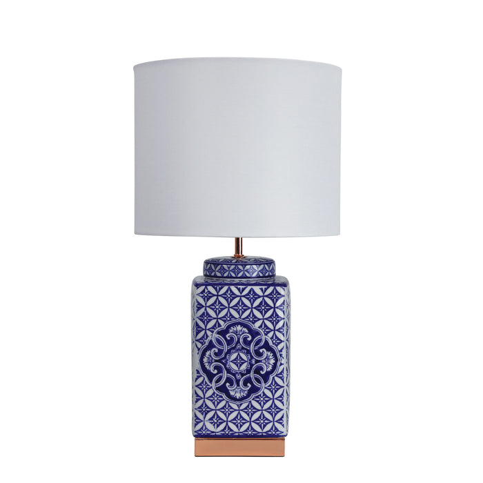 Xian Blue Patterned Ceramic Table Lamp