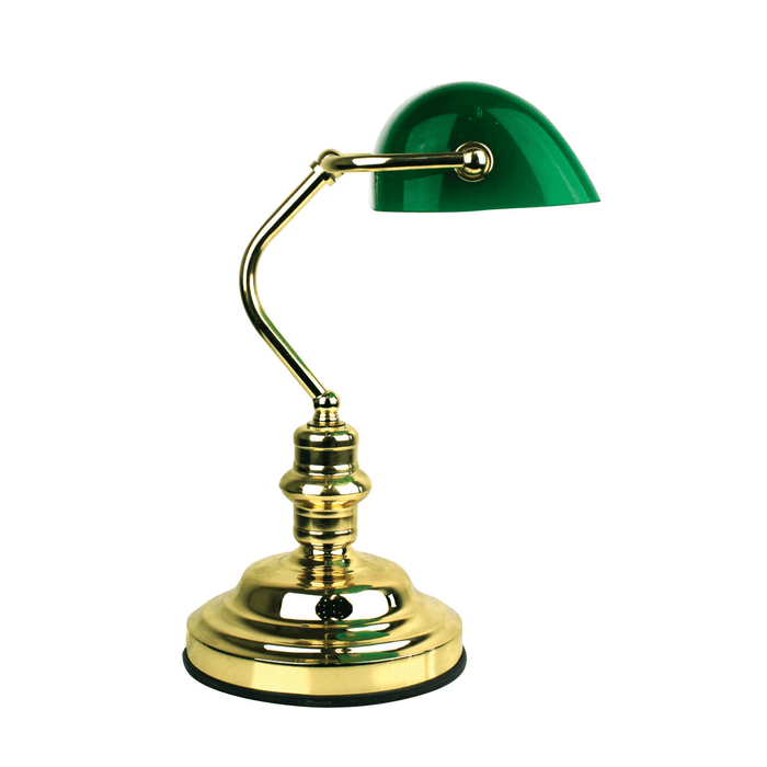 Banker's Table Lamp Brass (Switched)