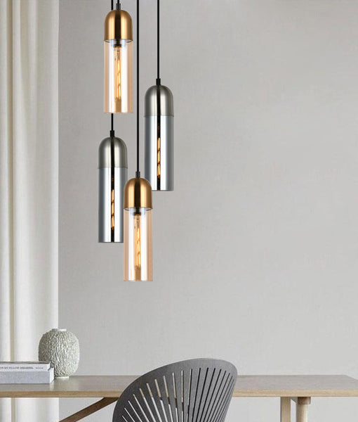 Pastille Round Top Pendant Light  Smoke/Satin Chrome