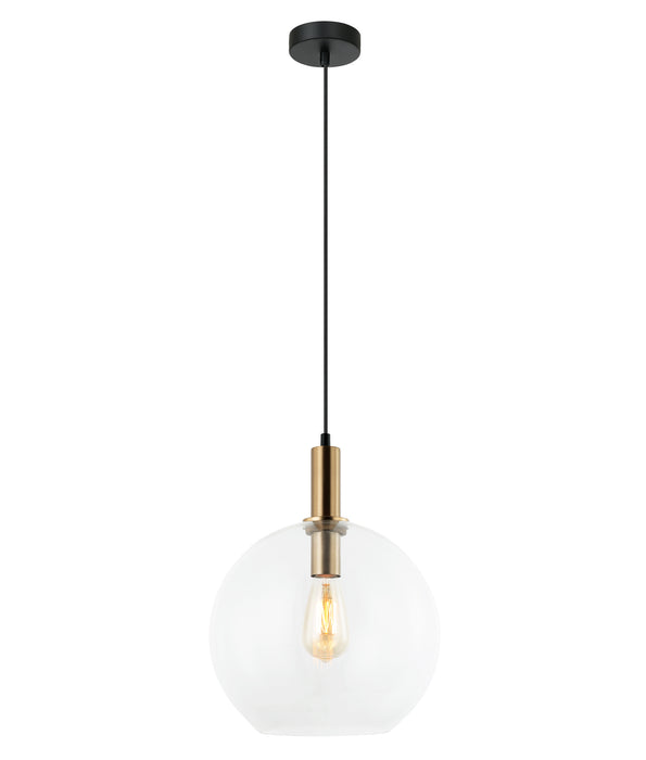PATERA Interior Glass with Extended Bronze Highlight Pendant Light- Clear