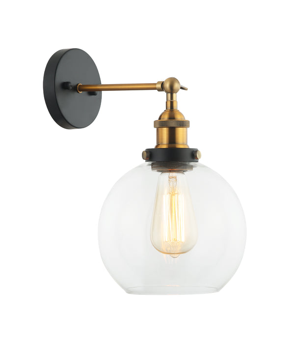 PESINI Interior Wine Glass with Antique Brass Highlight Wall Light- Clear
