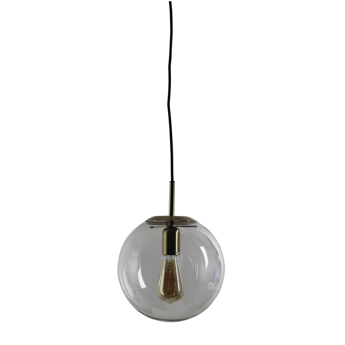 Newton Contemporary Clear Glass Pendant Light-Brushed Brass