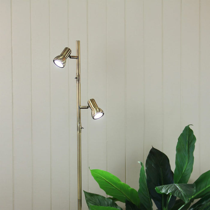 DAXAM LED Twin Adjustable Antique Brass Floor Lamp