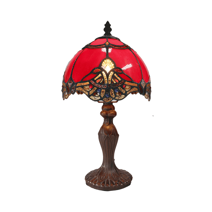 Benita Small Tiffany Table Lamp Red