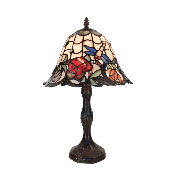 Rose and Dragonfly Tiffany Table Lamp