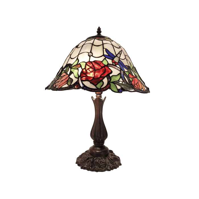 Rose and Dragonfly Tiffany Table Lamp Large