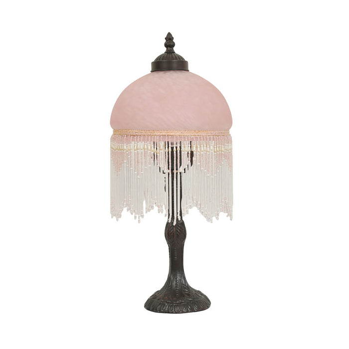 Beaded Victorian table Lamp Pink