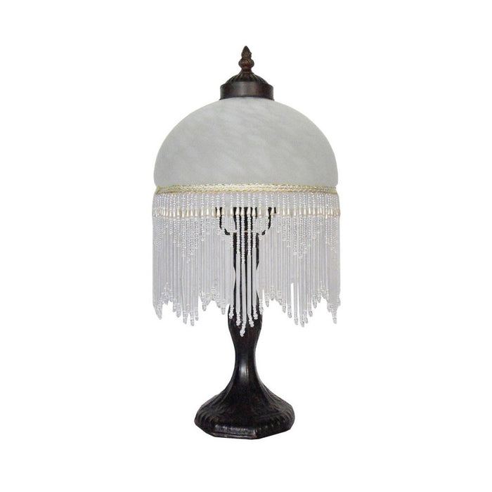 Beaded Victorian Table Lamp White