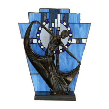 Leadlight Art Deco Table Lamp Blue