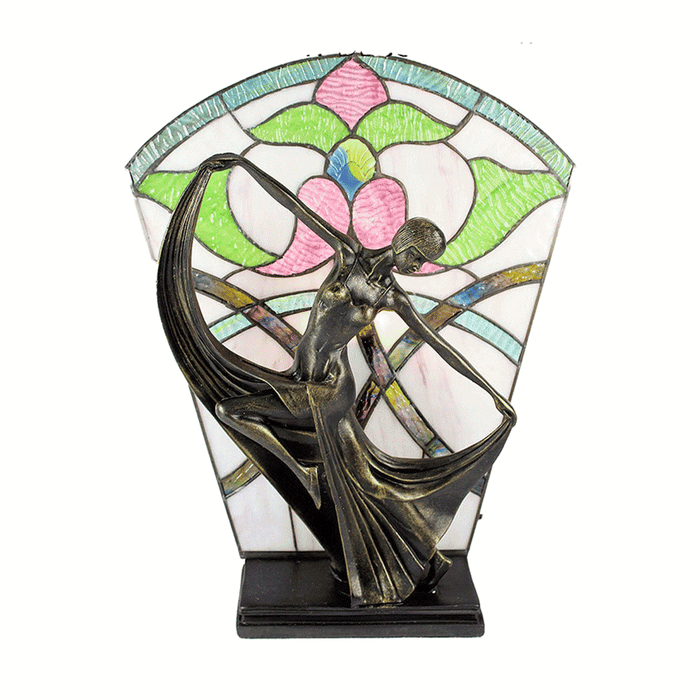 Leadlight Art Deco Table Lamp Floral