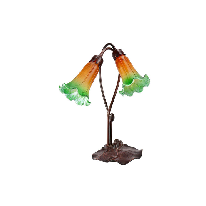 Twin Lily Lamp Amber Green