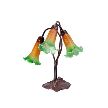 Triple Lily Lamp Amber Green