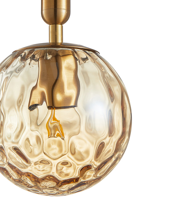 TRATTINO1 Interior Bronze Amber Spherical Glass Brass Highlight Pendant Light- 1 lit