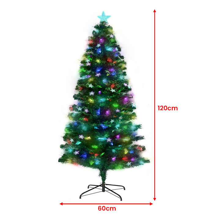 1.2m Enchanted Pre Lit Fibre Optic Christmas Tree Stars Xmas Decor
