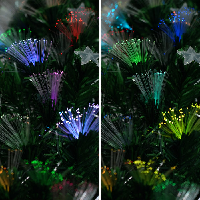 1.8m Enchanted Pre Lit Fibre Optic Christmas Tree Stars Xmas Decor