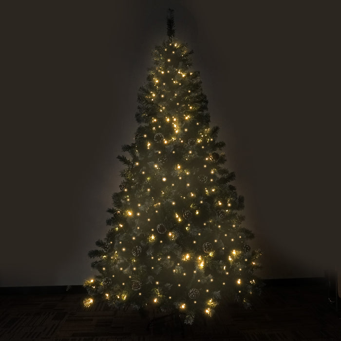 2m Pre Lit LED Christmas Tree Decor with Pine Cones Xmas Decorations