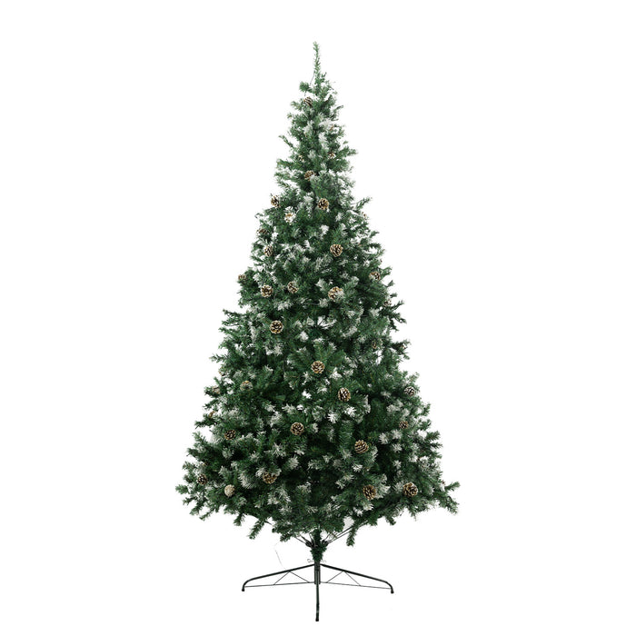 2.4m Pre Lit LED Christmas Tree Decor with Pine Cones Xmas Decorations