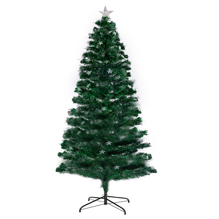 2.4m Enchanted Pre Lit Fibre Optic Christmas Tree Stars Xmas Decor