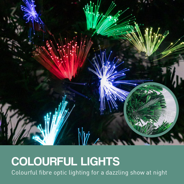 2.4m Enchanted Pre Lit Fibre Optic Christmas Tree Stars Xmas Decor