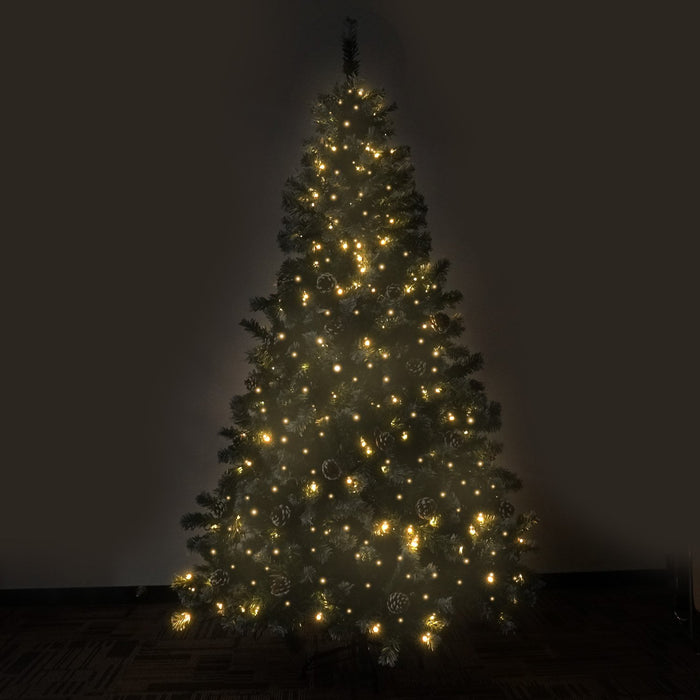 2.7m Pre Lit LED Christmas Tree Decor with Pine Cones Xmas Decorations