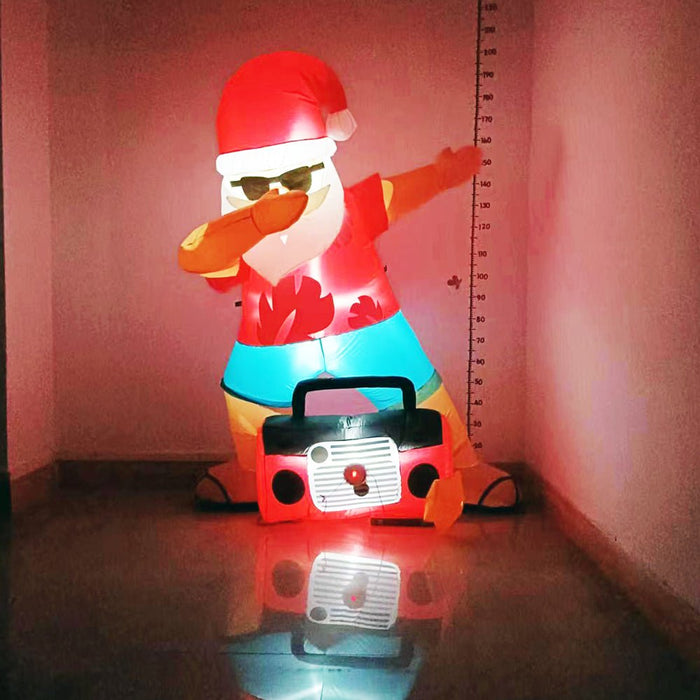 Christmas Lights Radio Xmas Inflatable Santa Beach Post 1.8m Height with Music