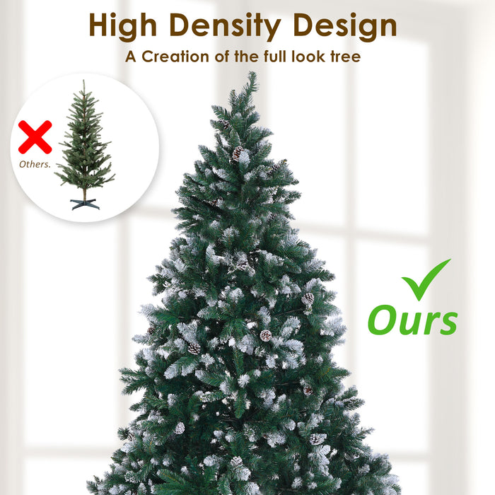 Home Ready 5Ft 150cm 720 tips Green Snowy Christmas Tree Xmas Pine Cones
